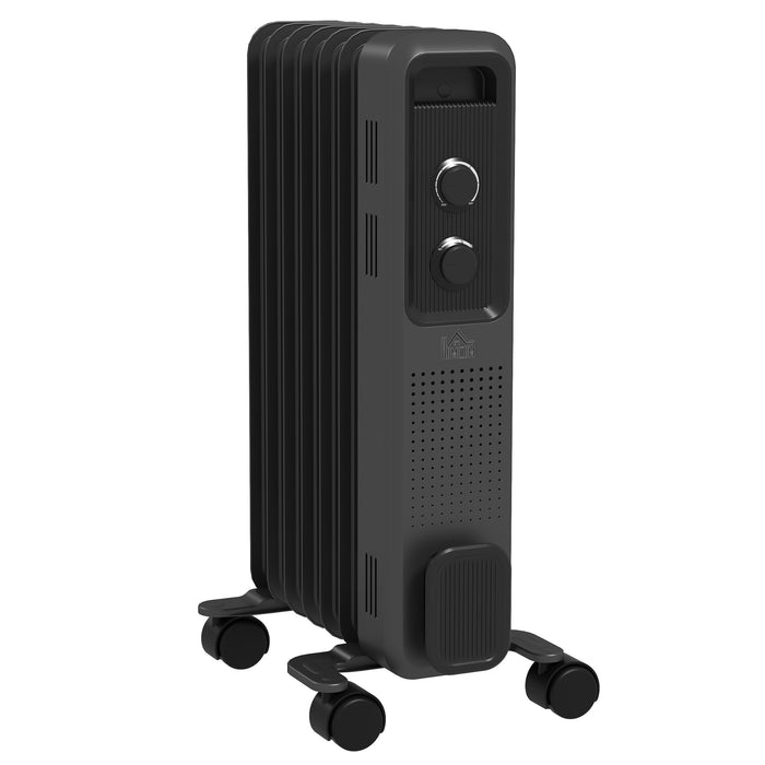 Cosycombe Grey Oil Filled Radiator 1500W, 3 Settings on Wheels