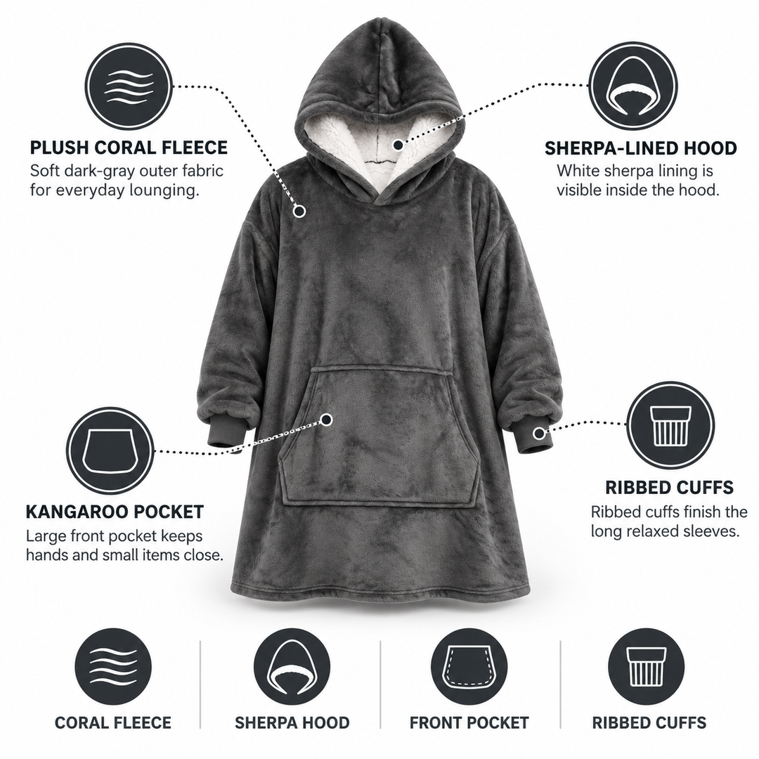 Cosycombe™ Ultra-Soft Oversized Sherpa Hoodie Blanket with Pocket