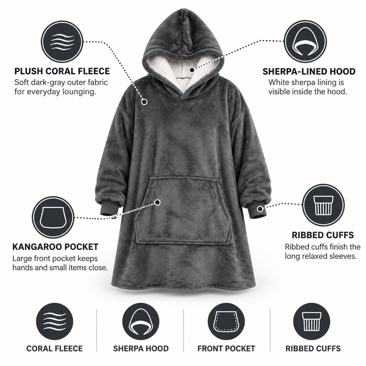 Cosycombe™ Ultra-Soft Oversized Sherpa Hoodie Blanket with Pocket