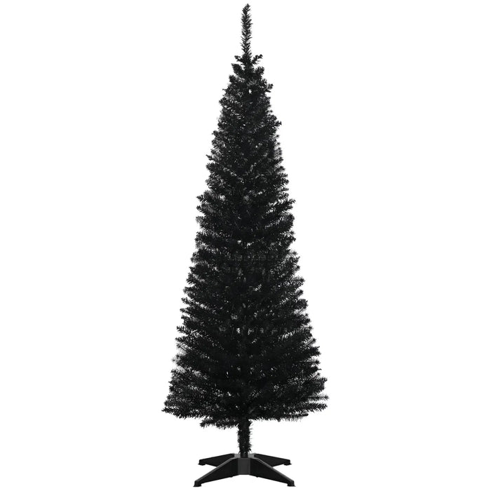 Cosycombe Slim Black Pencil Christmas Tree, 5ft with Stand