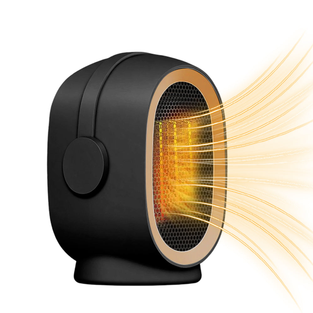 Black compact ceramic fan heater
