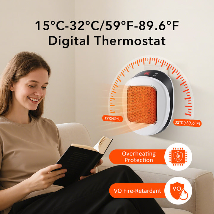 White plug-in socket heater with LED display