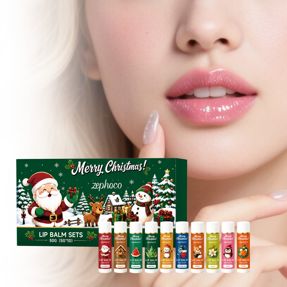 Christmas gift box with ten fruity lip balms