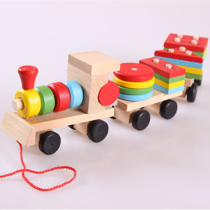 Cosycombe Wooden pull-along train with 16 shape blocks