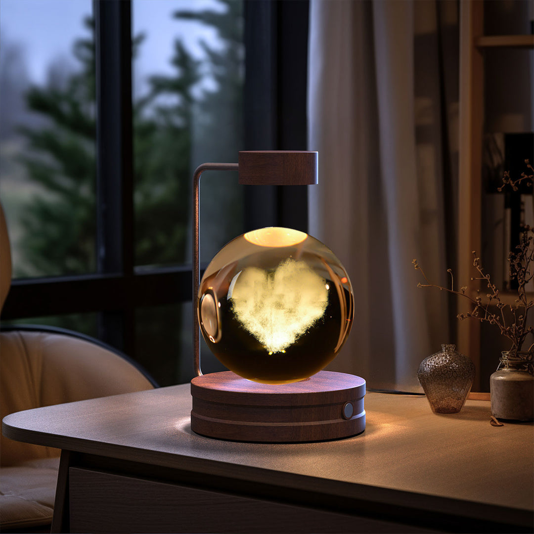 3D Crystal Ball Night Light – Warm Bedside Lamp