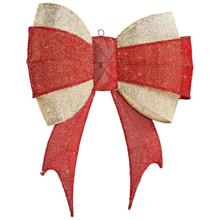 Cosycombe Lighted Red and Gold Christmas Bow with 200 LEDs, 90cm