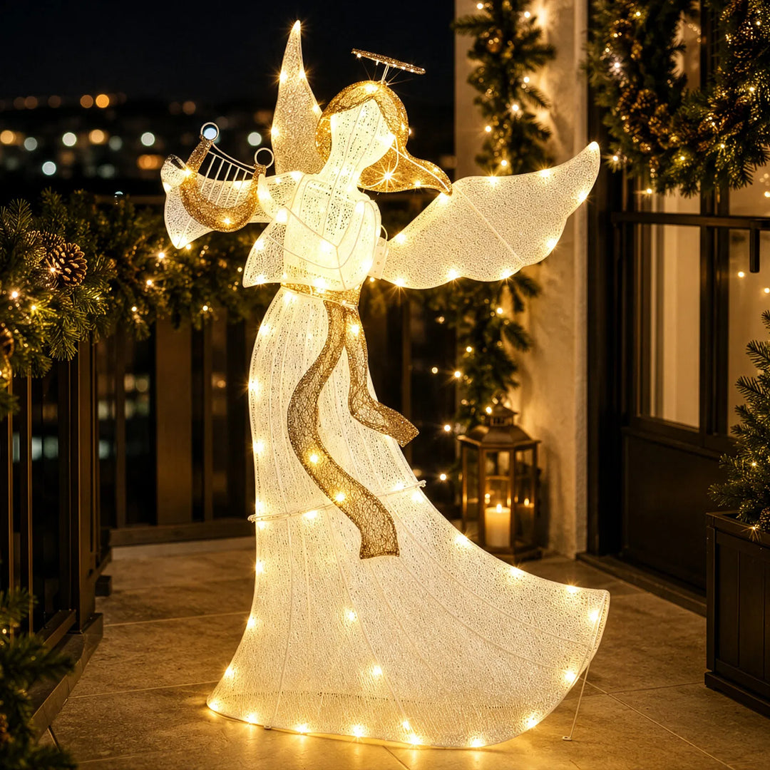 Fabric Christmas angel with moving wings
