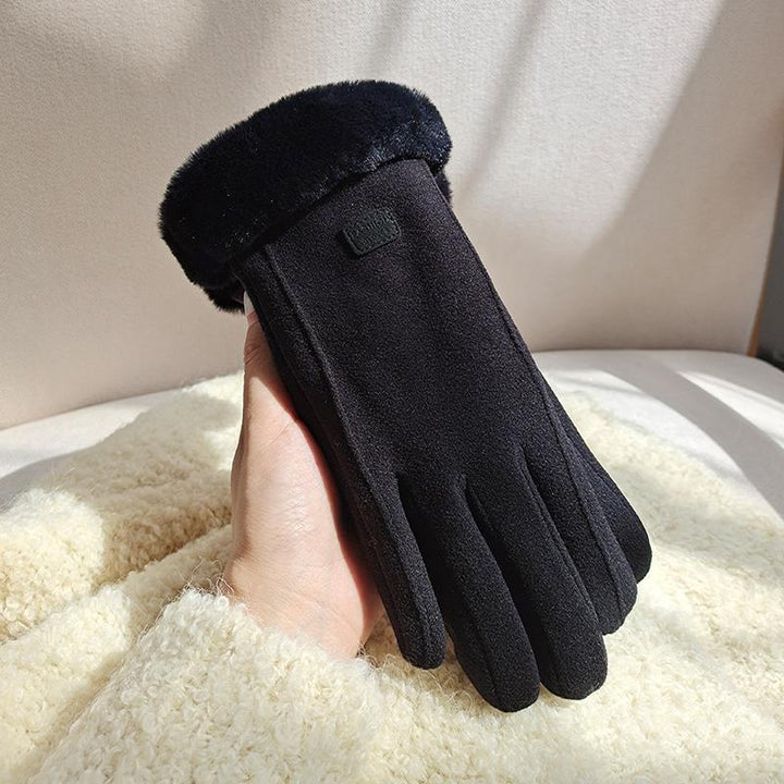 Pink suede look gloves with cat face