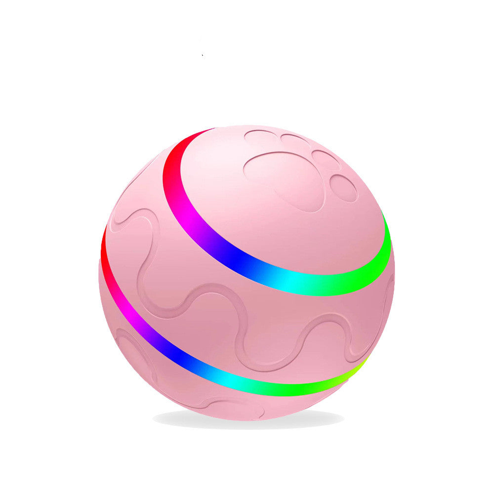 Orange self-rolling LED pet ball