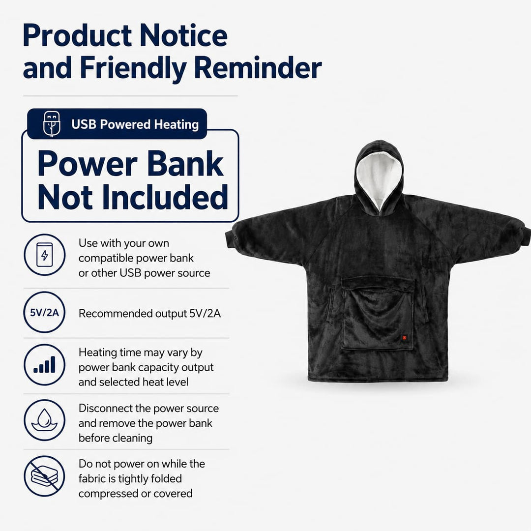 Cosycombe™ Heated Wearable Blanket Hoodie with 3-Zone USB Warmth