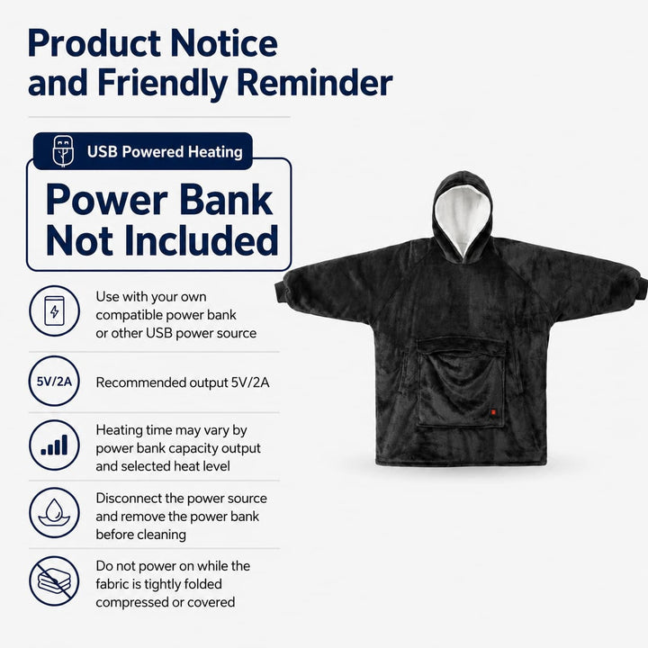 Cosycombe™ Heated Wearable Blanket Hoodie with 3-Zone USB Warmth