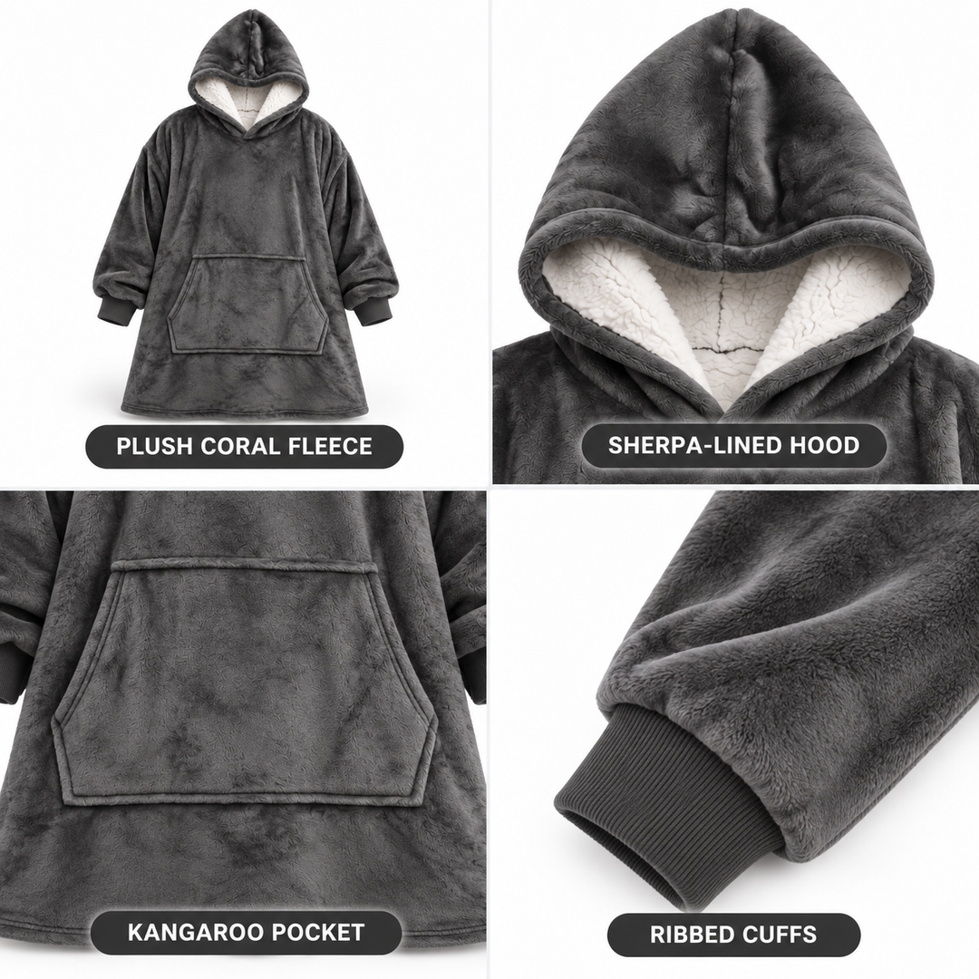 Cosycombe™ Ultra-Soft Oversized Sherpa Hoodie Blanket with Pocket