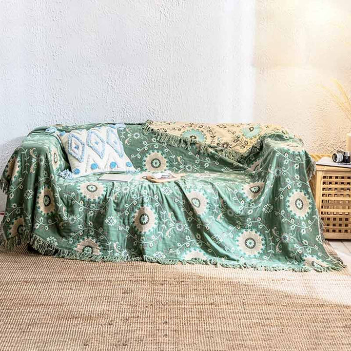 Cosycombe™ Reversible Cotton Sofa Throw That Doubles as a Bedspread
