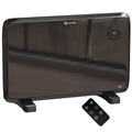 slim black electric panel heater on feet