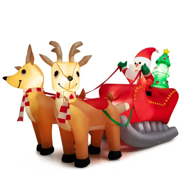 Cosycombe Inflatable Santa on Sleigh with Two Reindeer, 7.2ft