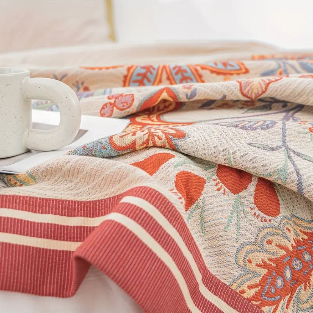 Cosycombe™ Oversized Reversible Floral Jacquard Blanket in 100% Cotton