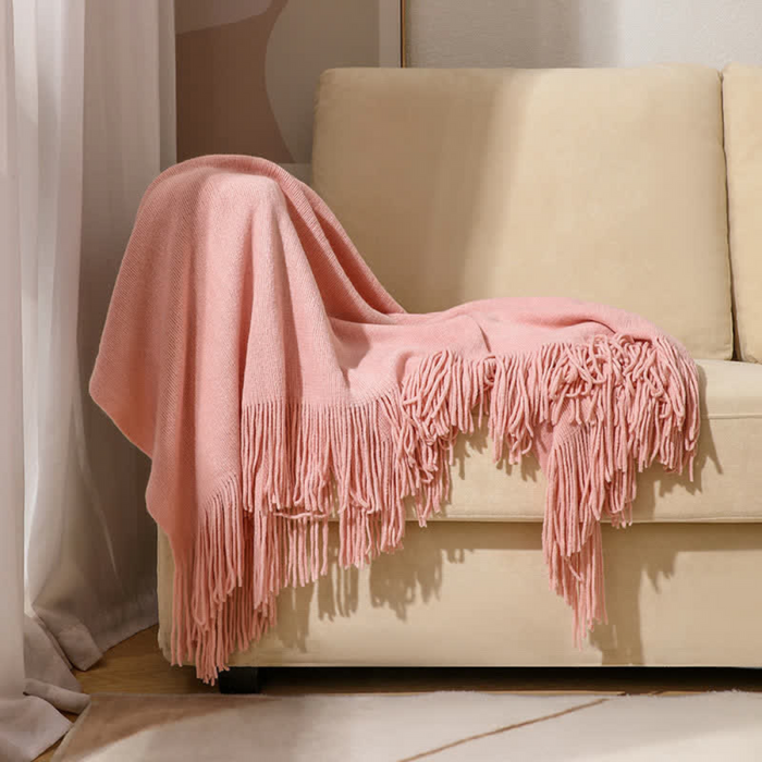 Cosycombe™ Chunky Knit Throw With Tassel Edges in Soft Acrylic