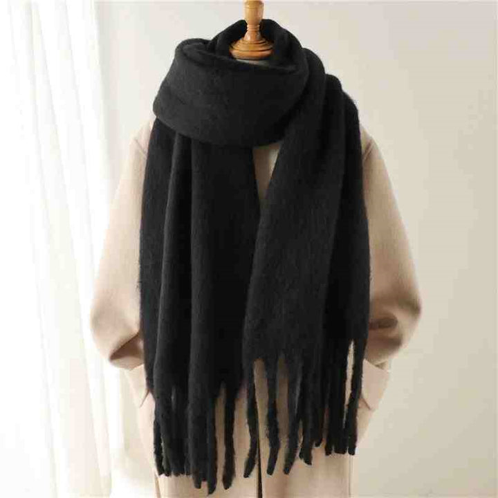 Mustard thick fluffy winter scarf
