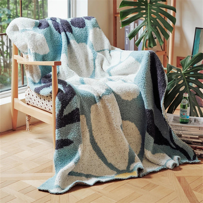 Cosycombe™ Boho Floral Leaf Knitted Throw in Anti-Pilling Microfibre