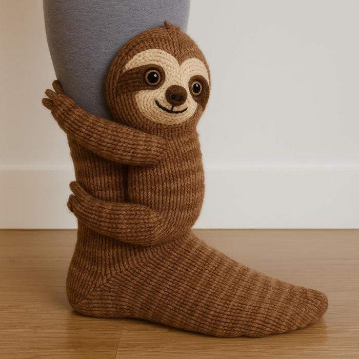 Cosycombe Knit Socks with a 3D Crochet Animal Hug