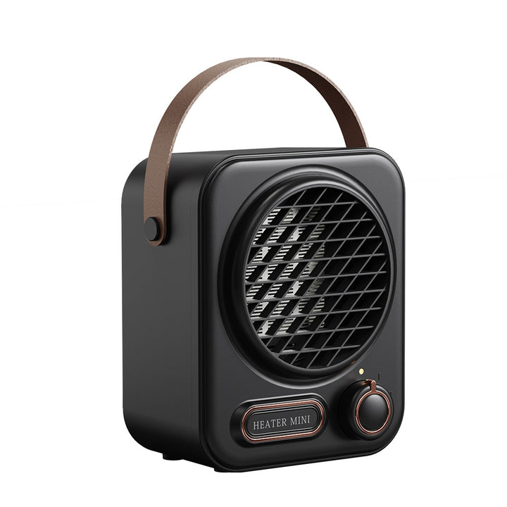 Retro white fan heater with leather handle