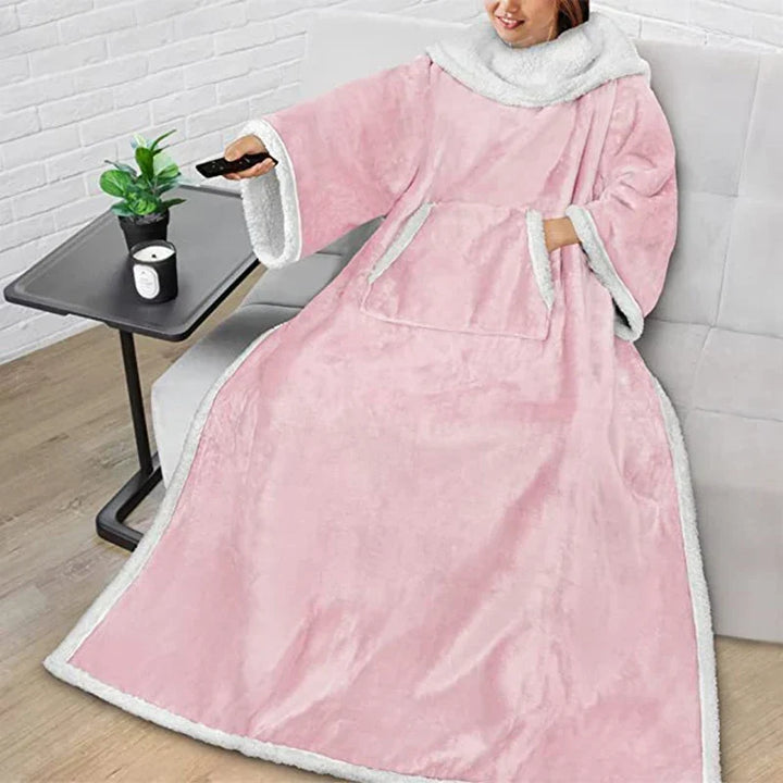 Cosycombe™ Sherpa Fleece Wearable Blanket with Sleeves and Foot Pocket