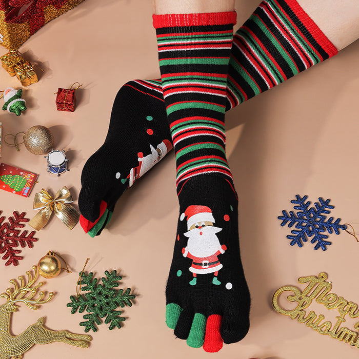 Cosycombe Knee High Christmas Toe Socks for Women