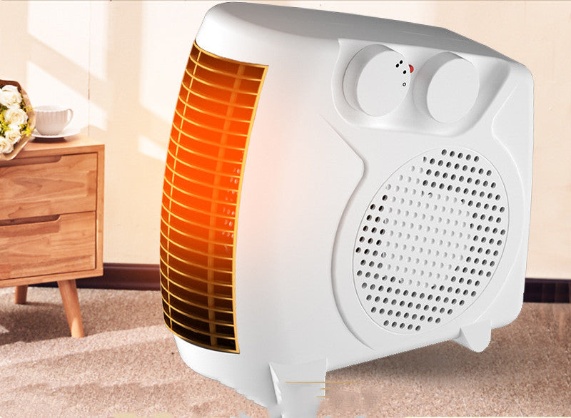 Compact round black ceramic fan heater