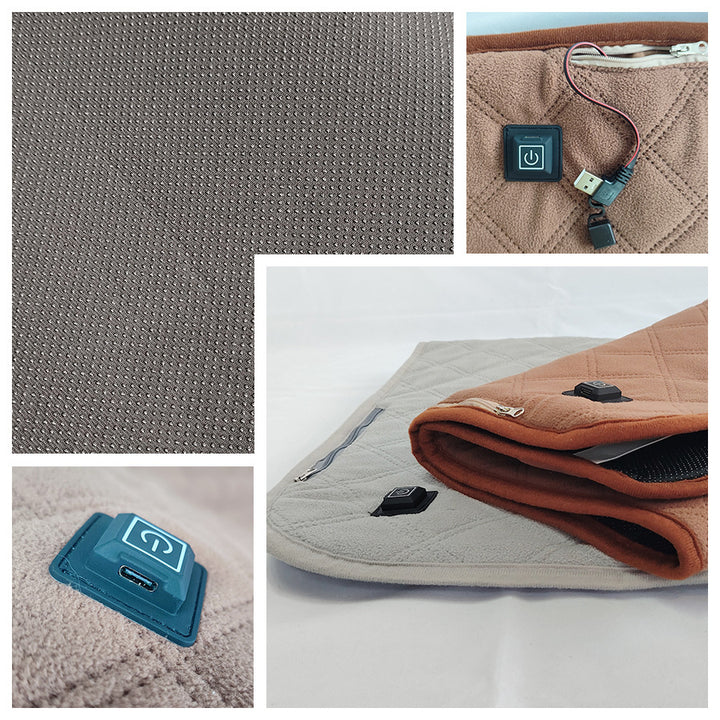 Grey quilted USB heated seat cushion