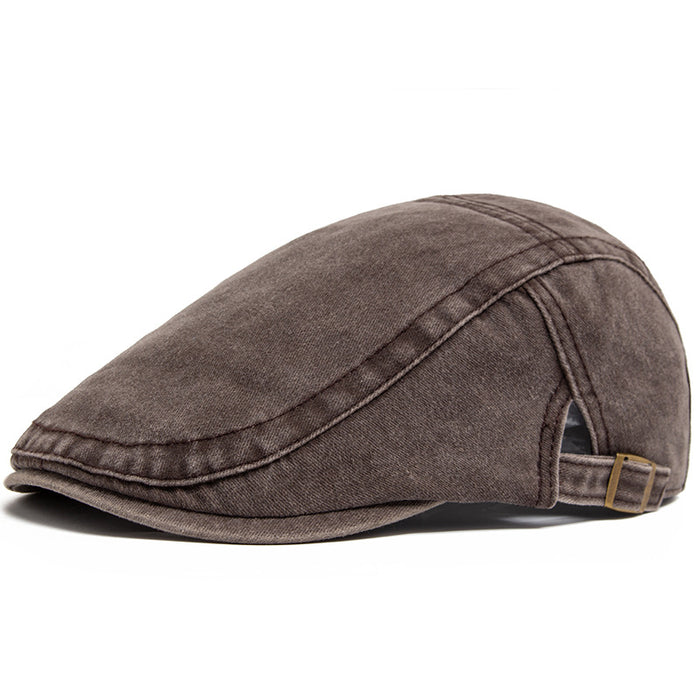 Cosycombe Washed Denim Flat Cap with Buckle Back