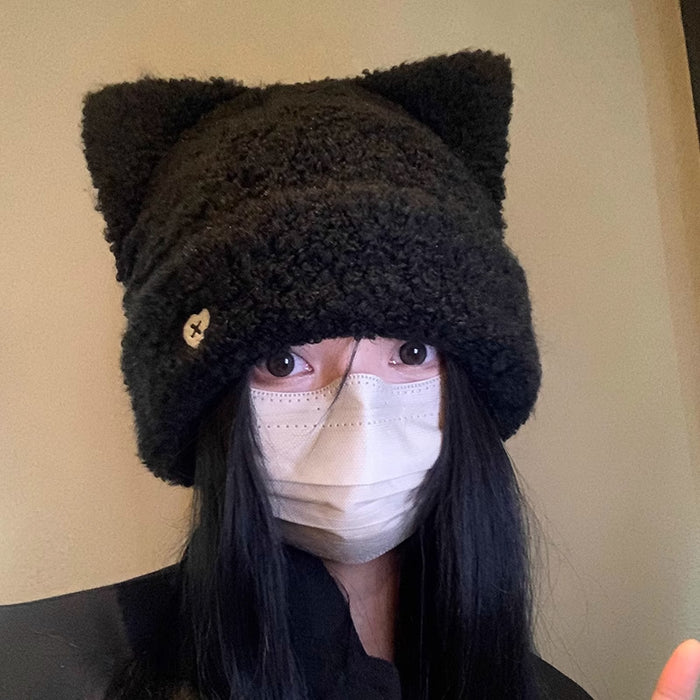 Cosycombe Fluffy Teddy Fleece Beanie with Cat Ears