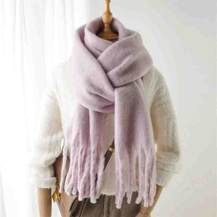 Mustard thick fluffy winter scarf