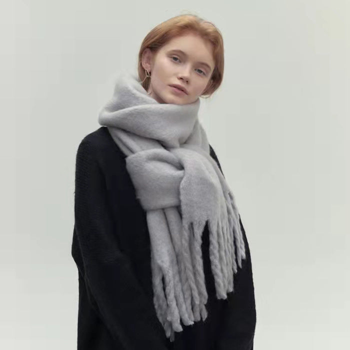 Cosycombe Long Cashmere Feel Scarf with Tassels, 230 cm