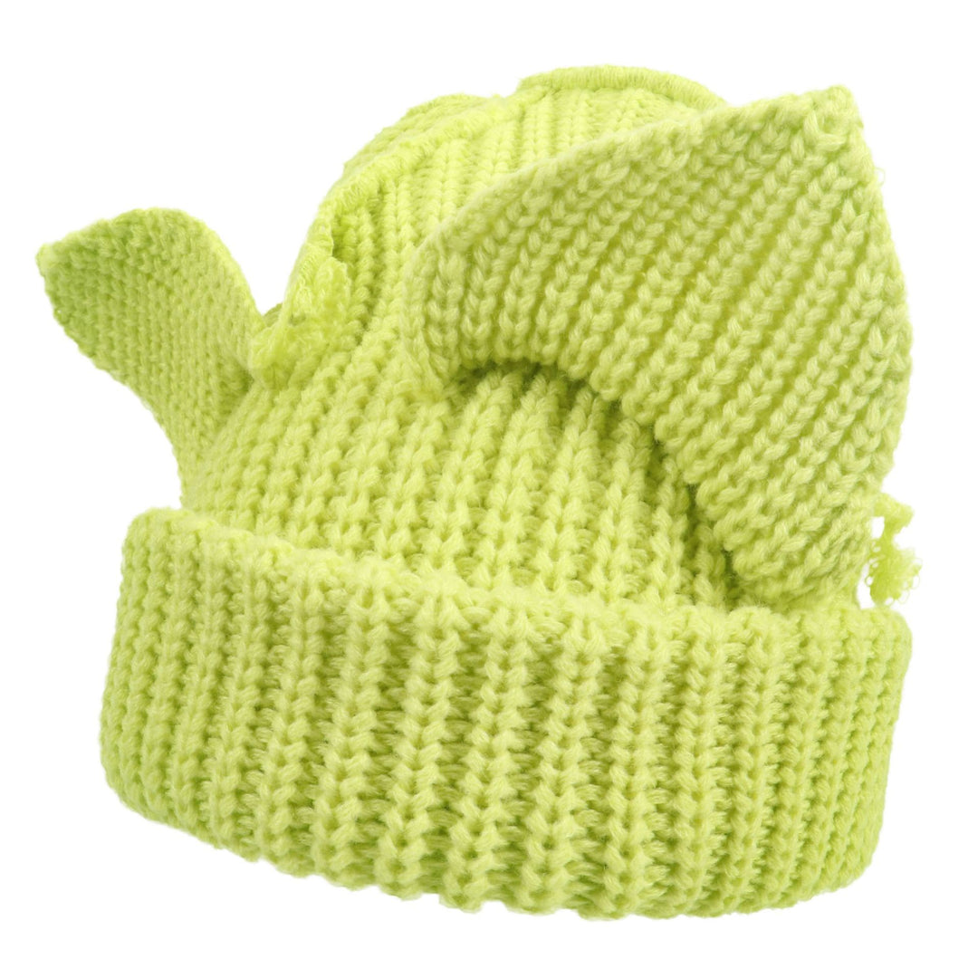 Black chunky knit beanie with cat ears