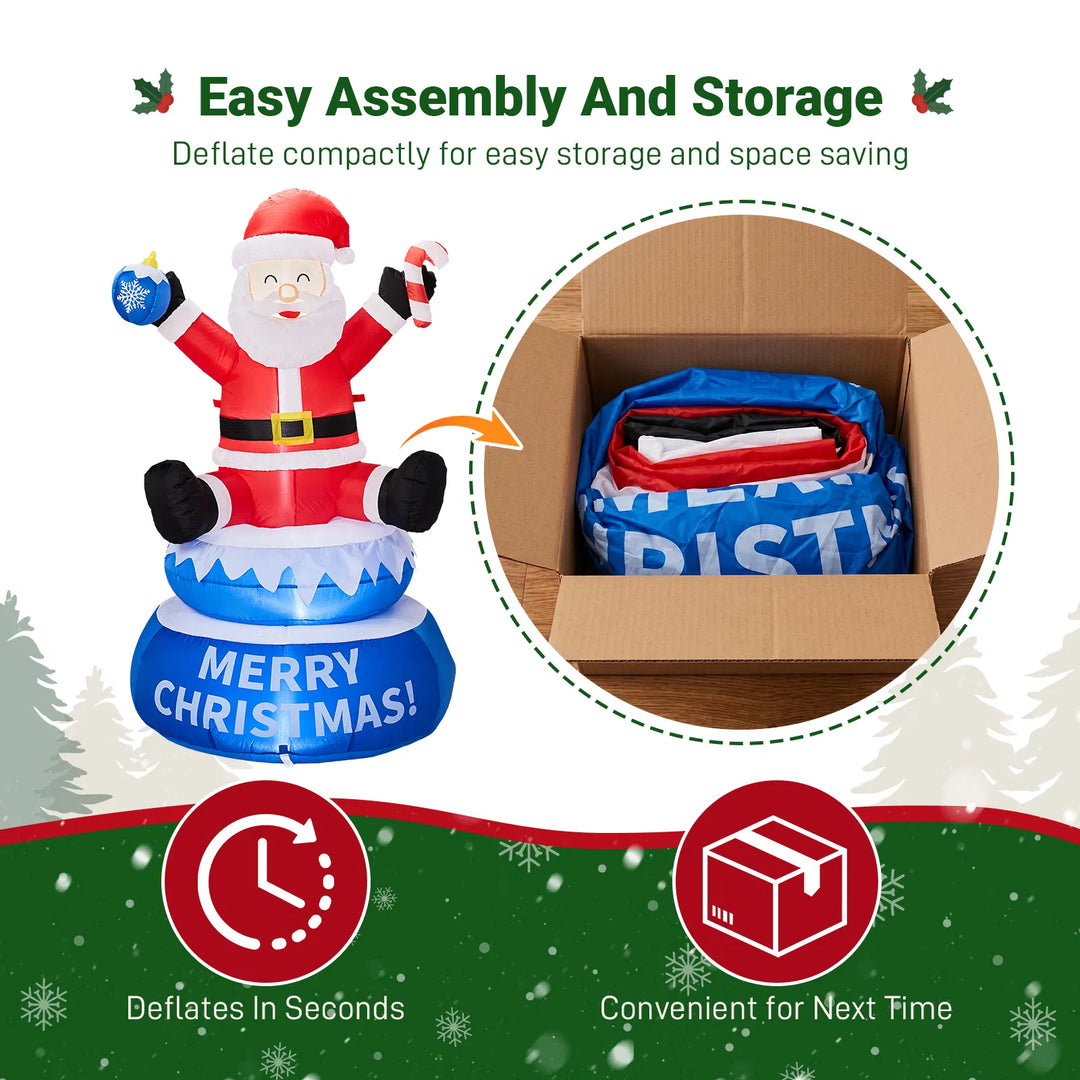 Inflatable Santa on rotating Merry Christmas base
