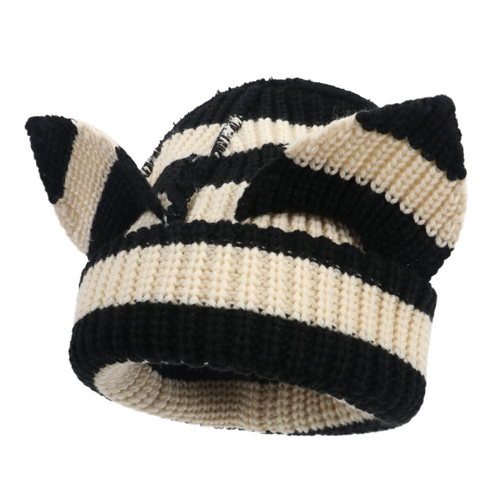 Cosycombe Chunky Cat Ear Beanie in Thick Rib Knit