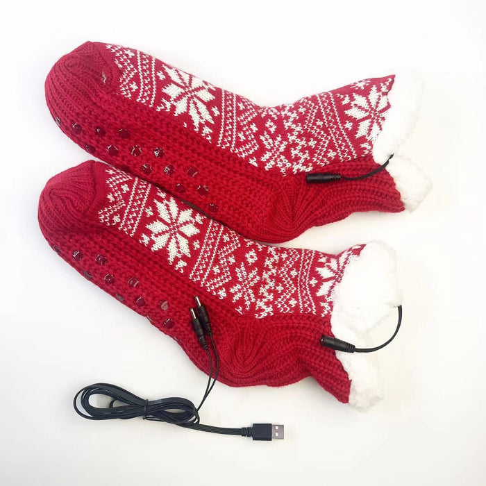 Cosycombe USB Heated Nordic Knit Socks with Plush Lining