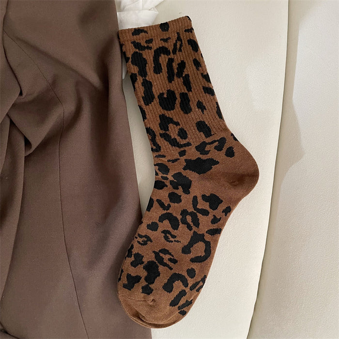 Cosycombe Women's Leopard Print Cotton Crew Socks