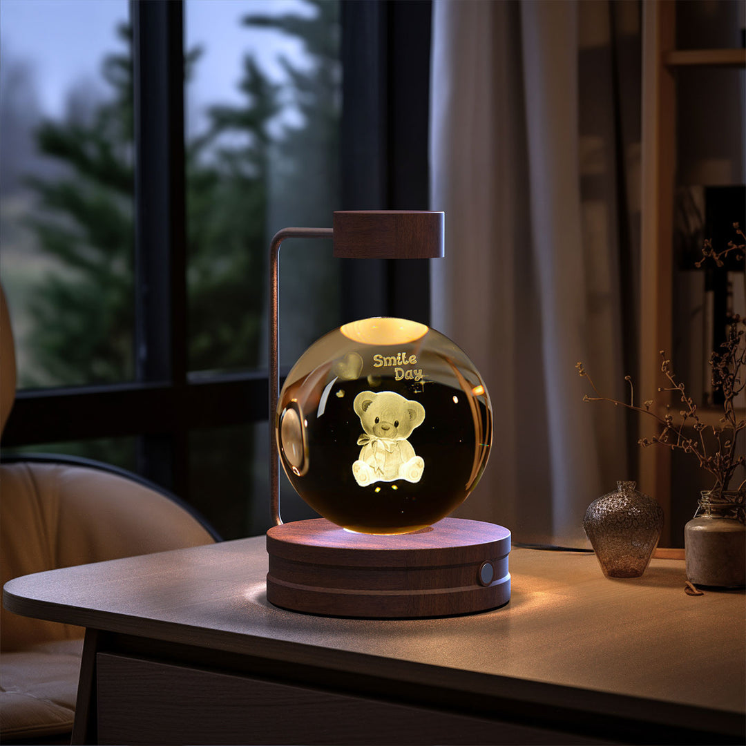 3D Crystal Ball Night Light – Warm Bedside Lamp