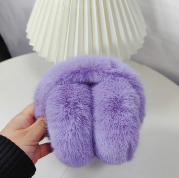 White fluffy faux fur earmuffs