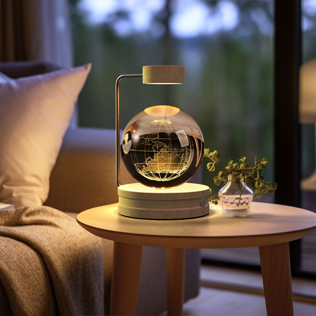 3D Crystal Ball Night Light – Warm Bedside Lamp