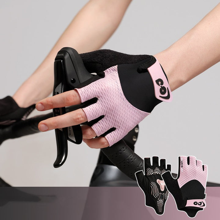 Padded half-finger cycling gloves with mesh back