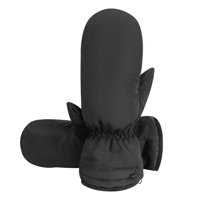 Black windproof USB heated mittens