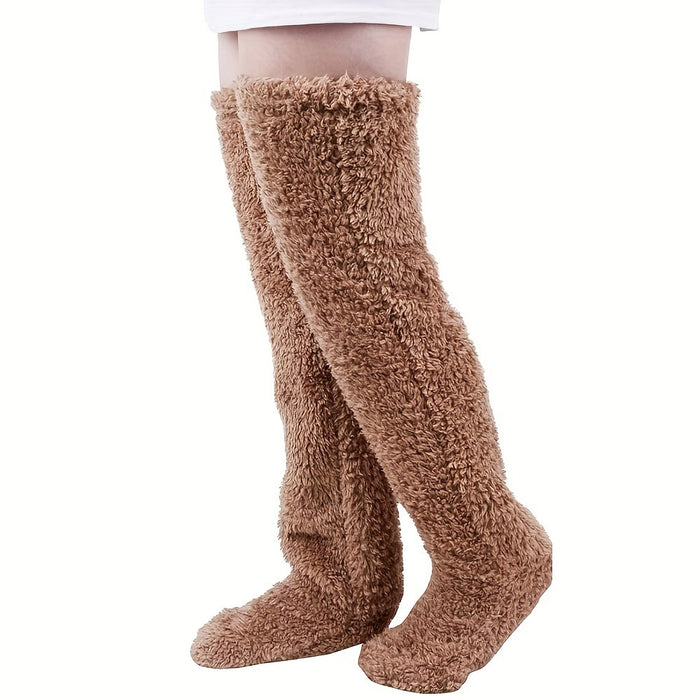 Cosycombe Over the Knee Fluffy Leg Socks in Solid Colours