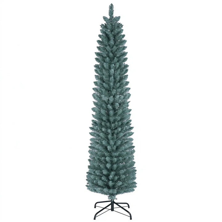 Frosted slim pencil tree with silver tips