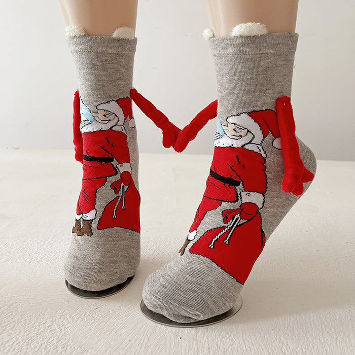 Cosycombe Christmas Couple Socks with Magnetic Holding Hands