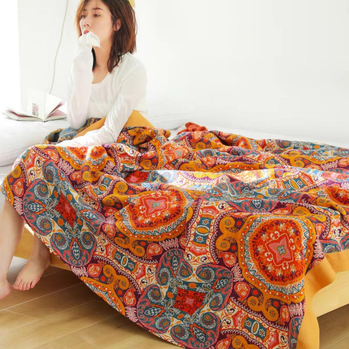 Cosycombe™ Reversible Boho Blanket with Breathable Cooling Feel