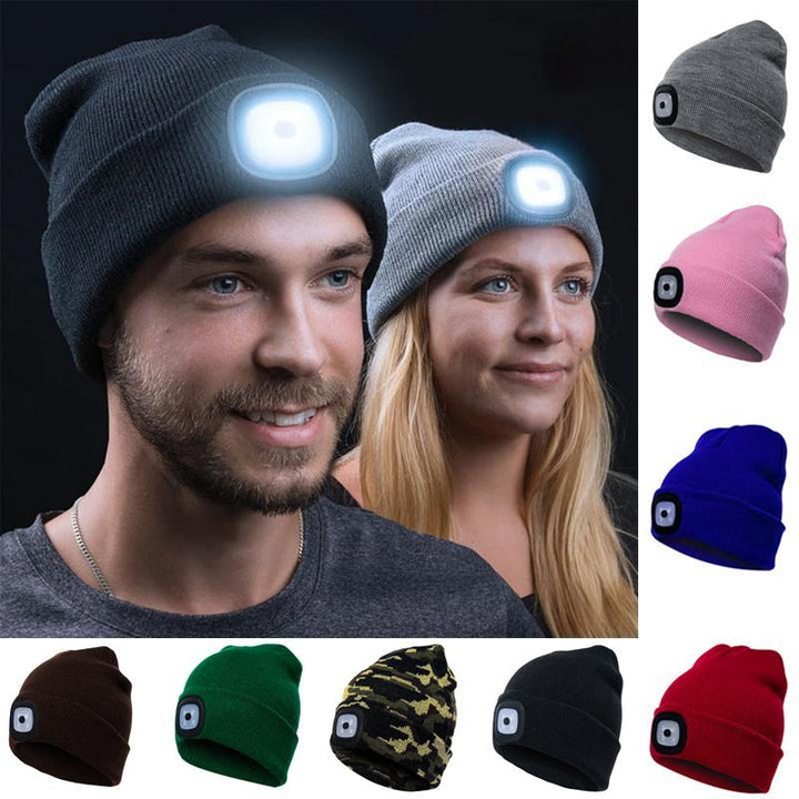 Cosycombe™ LED Knitted Beanie Hat with Hands-Free Light for Dark Evenings