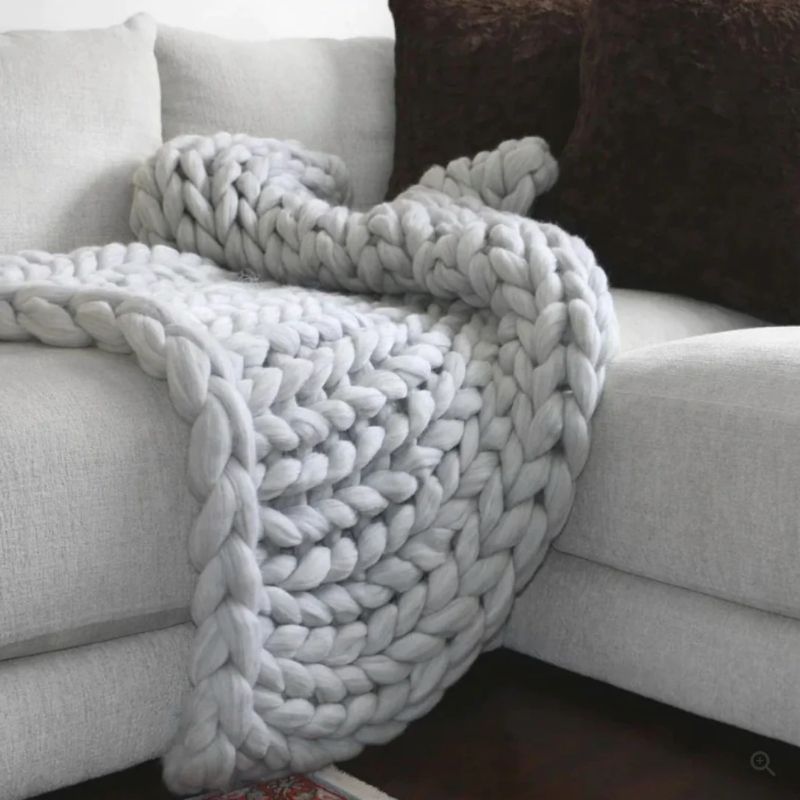 Cosycombe™ Hand-Knitted Wool Blanket with Breathable Open Weave
