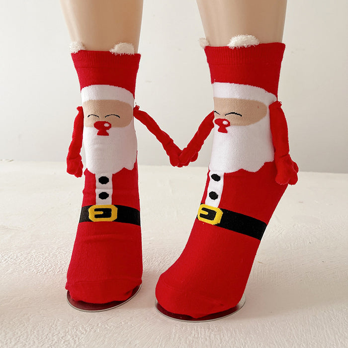 Cosycombe Christmas Couple Socks with Magnetic Holding Hands